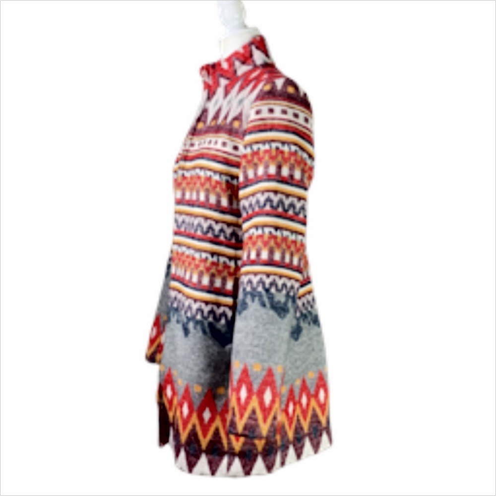 Altar'd State Coat Western Boho Wool Blend Long Line Tribal - Picture 5 of 12